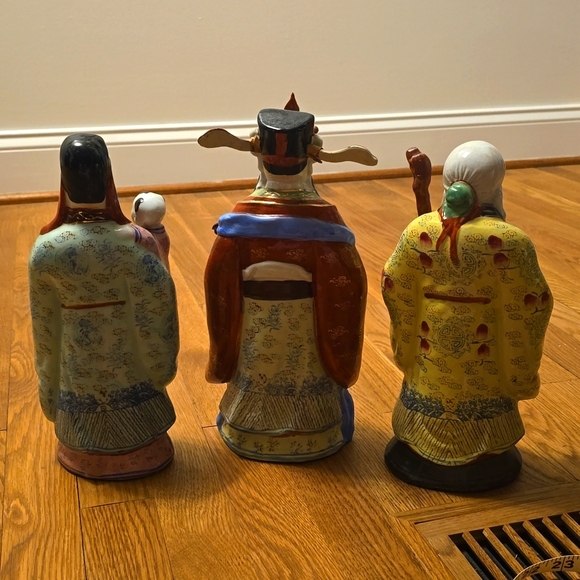 Set of 3 Fu Lu Shou Porcelain Statues - Picture 5 of 5